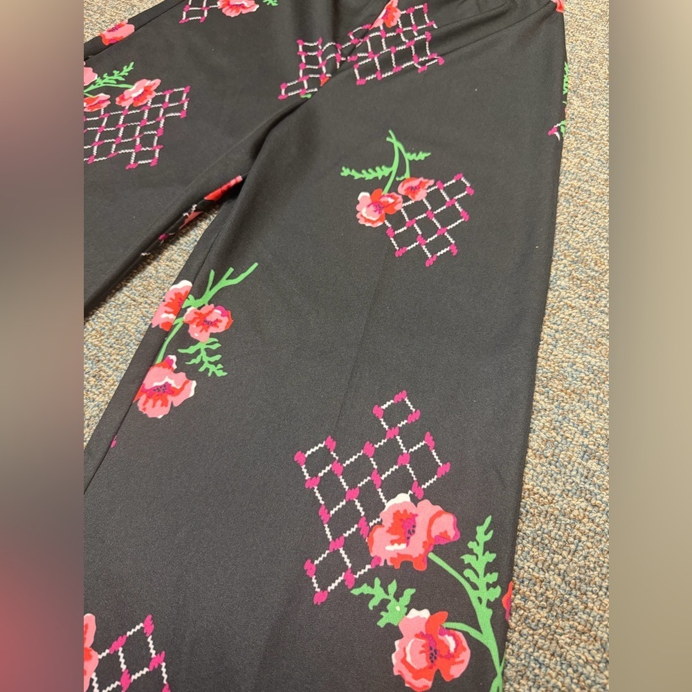 Vintage 70s Psychedelic Floral Palazzo Pants / Retro Mod Wide Leg Disco Trousers - Picture 6 of 9